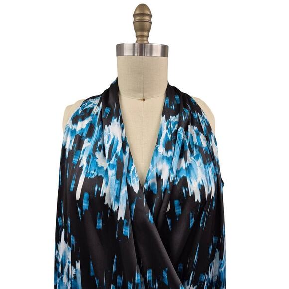 NWT Derek Lam For Design Nation Halter Dress Tunic Black/Teal/White Poly Sz XL - Picture 2 of 8